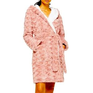 Topshop Hooded Fleece Short Robe